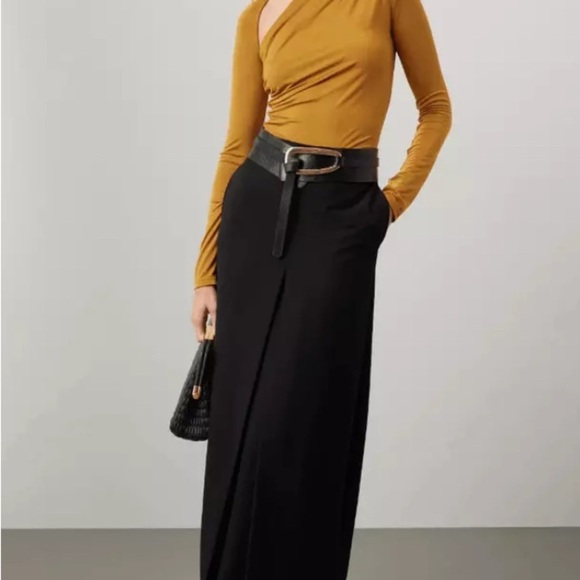 Asymmetric Ruched Long-Sleeve Jersey Top Elegant Mustard One-Shoulder Top SZ-10 - Picture 1 of 16